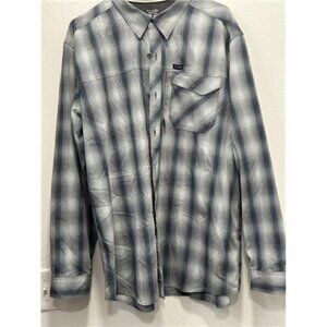 Men's COLUMBIA XL Plaid Cotton Long Sleeve Shirt Blue Creme
